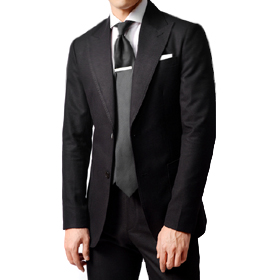 Wool solid black suit (Black)