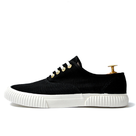 minimal canvas sneakers (Black)