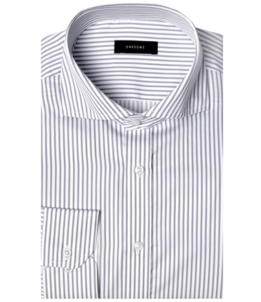 120&#039;s mini stripe shirts (Gray )