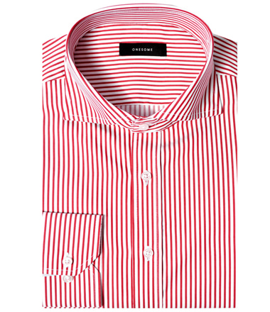 120&#039;s mini stripe shirts (Red)